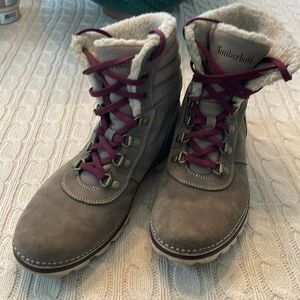 Women’s Timberland 8.5 Heritage Gray Leather Waterproof Outdoor Boot ortholite